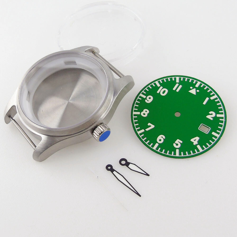 20ATM 39mm Brushed Watch Black Blue Case Dial Hands fit for NH35A Sapphire Glass