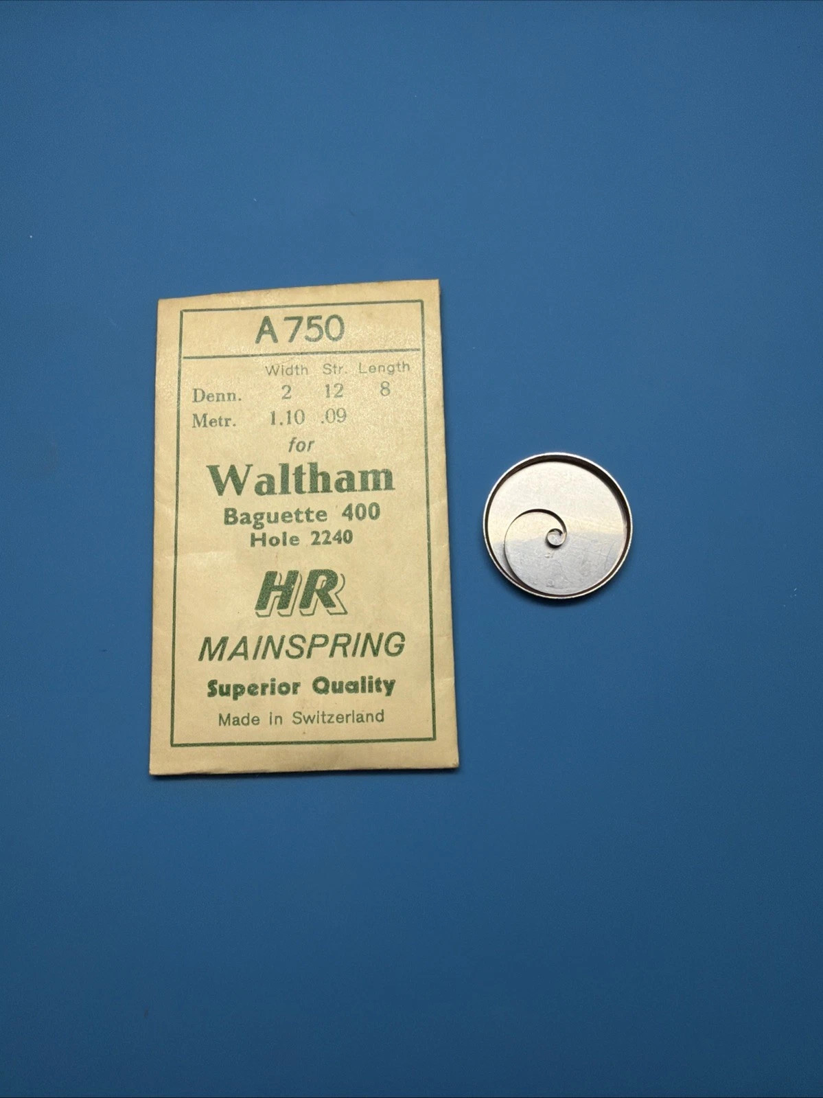 Waltham HR Mainspring A750 Baguette 400 Hole 2240 Vintage Swiss Watch Part