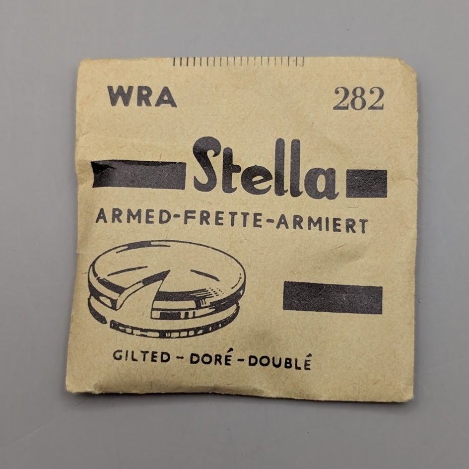 Stella Watch Crystal 28.2mm NOS Gold Tension Ring Armored Holland