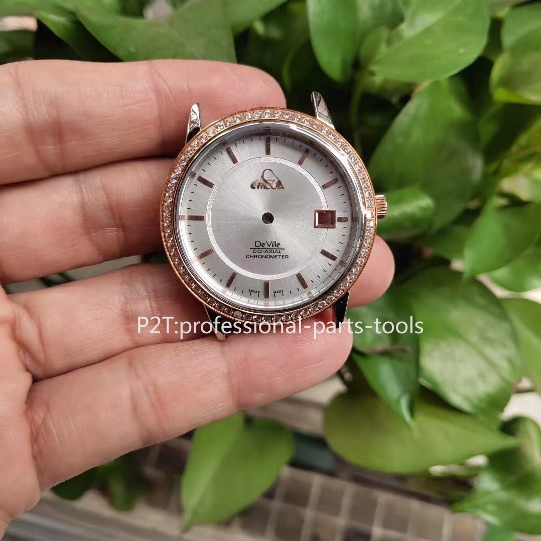 DIY Watch Part Kit for 2824 De Ville 38mm SS Watch Case+Dial+Hands+Leather Strap
