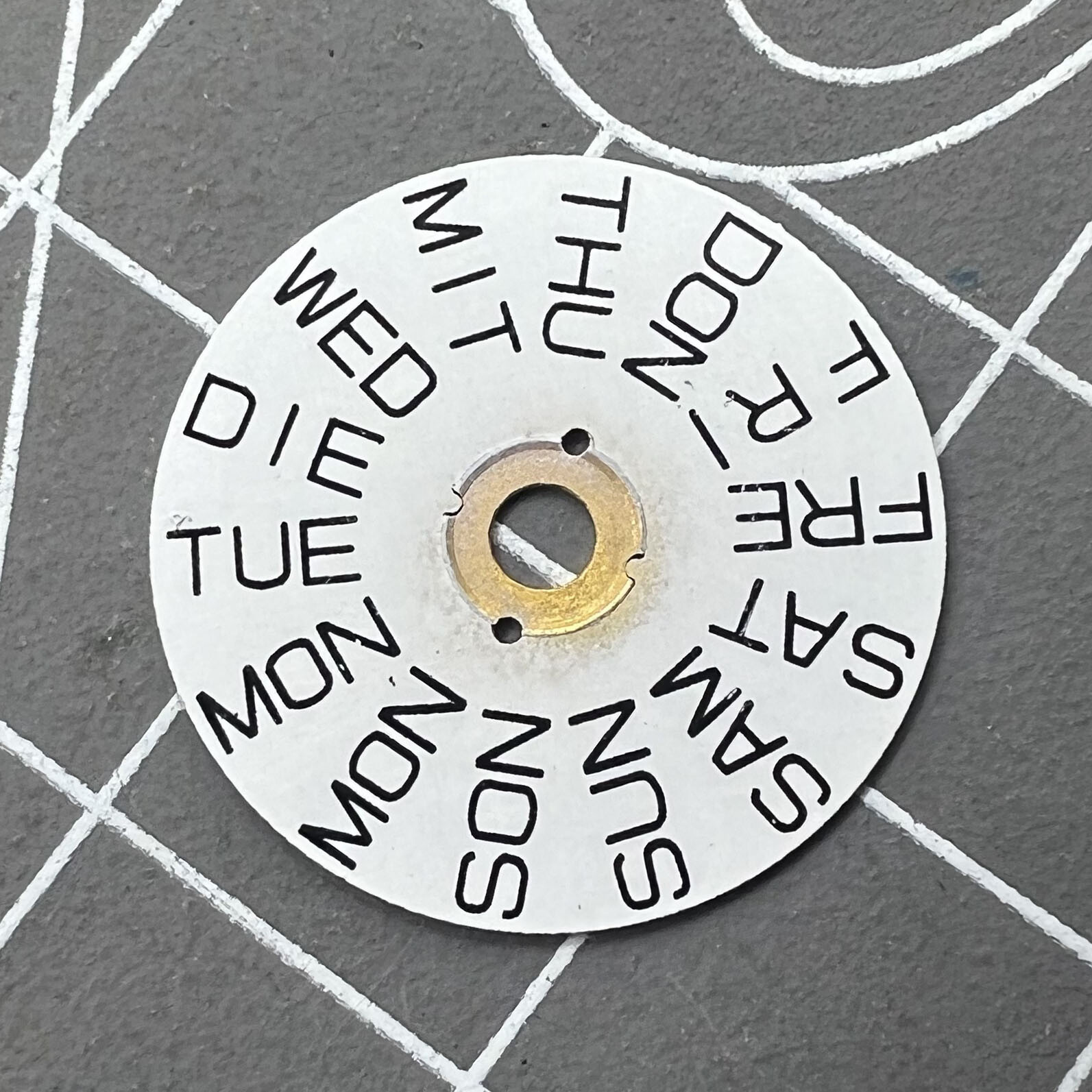 White English Font Week Disk Wheel Generic Fit for 2836 Movement Date@9 #25