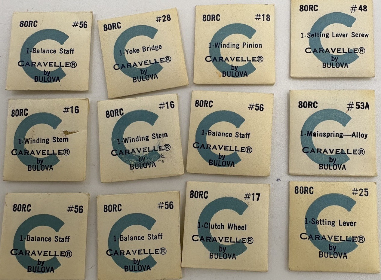 Bulova Caravelle Watch Parts – 80RC Caliber – See Images – SEALED Packets