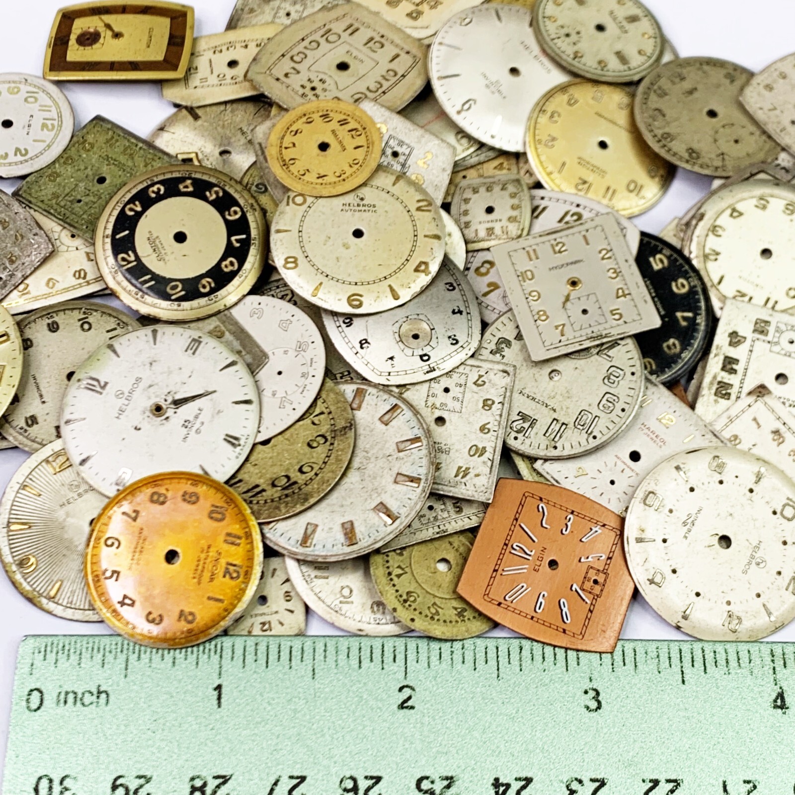 10 Distressed Watch Dials Art Deco Vtg Face Steampunk Part Watchmaker Repair Lot
