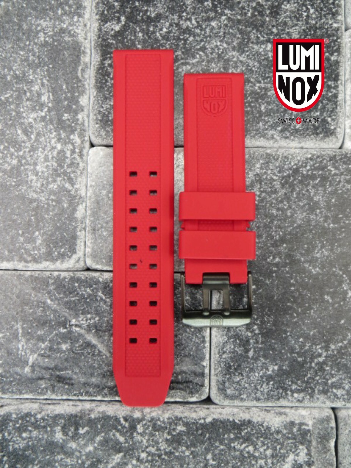 New LUMINOX 23mm Rubber Strap I EVO Diver Watch Band 3050 3950 Colormark Red PVD