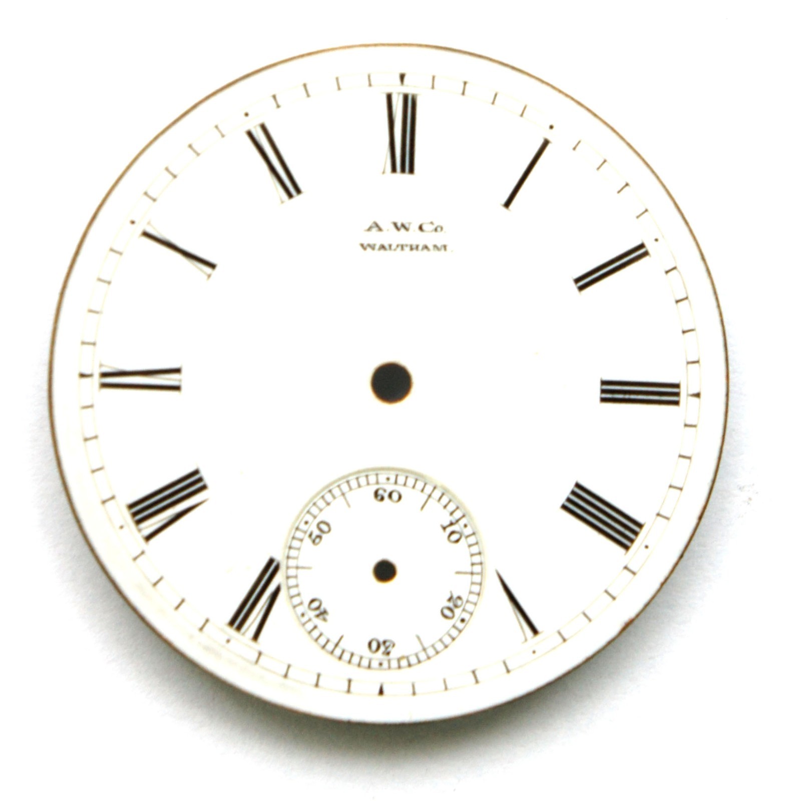 NICE 35 mm VINTAGE POCKET WATCH DIAL AMERICAN WALTHAM CO ROMAN NUMERALS