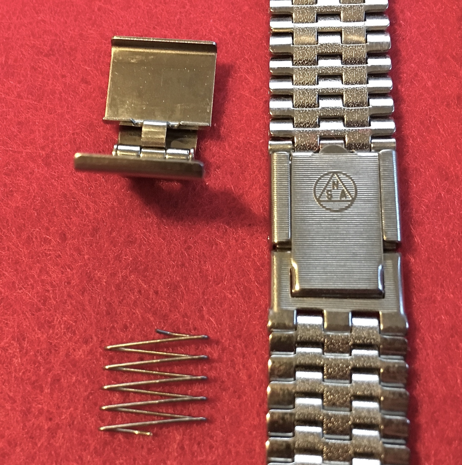 Ladies NSA watch bracelet steel complete clasp for 5-row links NSA band 1960/70s
