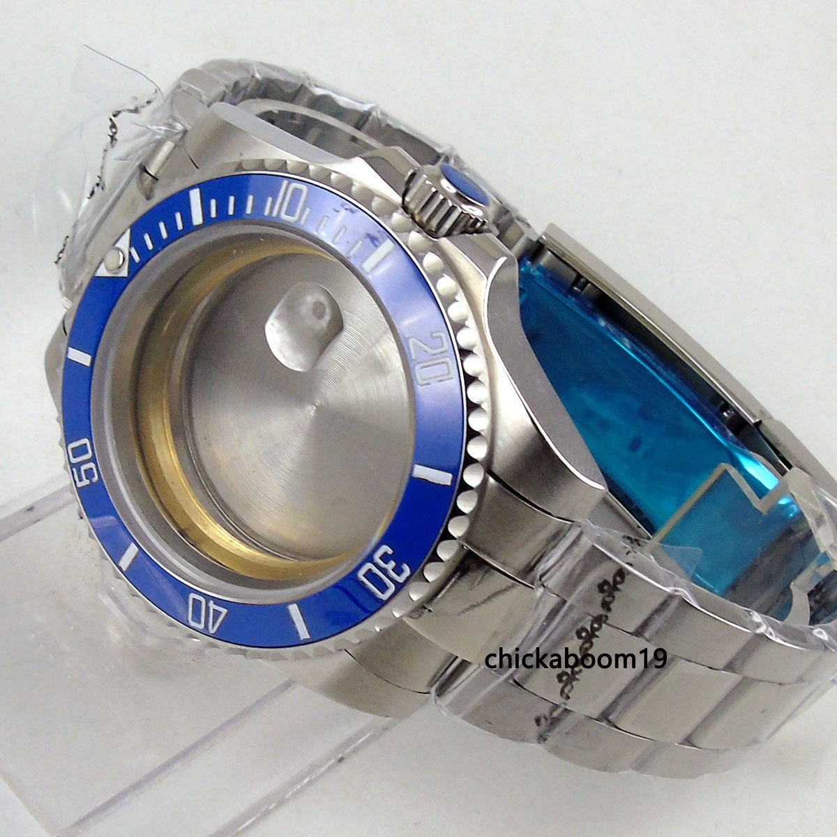 40mm Blue Bezel Stainless Steel Case with Band Fit NH35 NH35A NH36 Movement