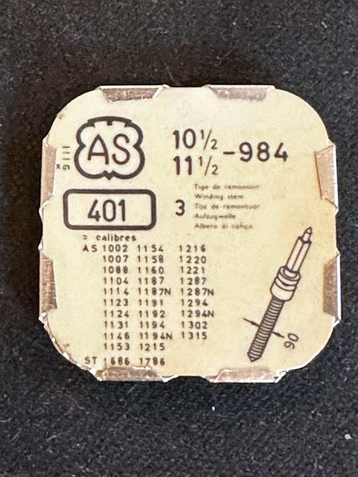 Ebauches SA – Set of 3 stems for ST 1686, 1786, AS 984 plus variants – new in pa