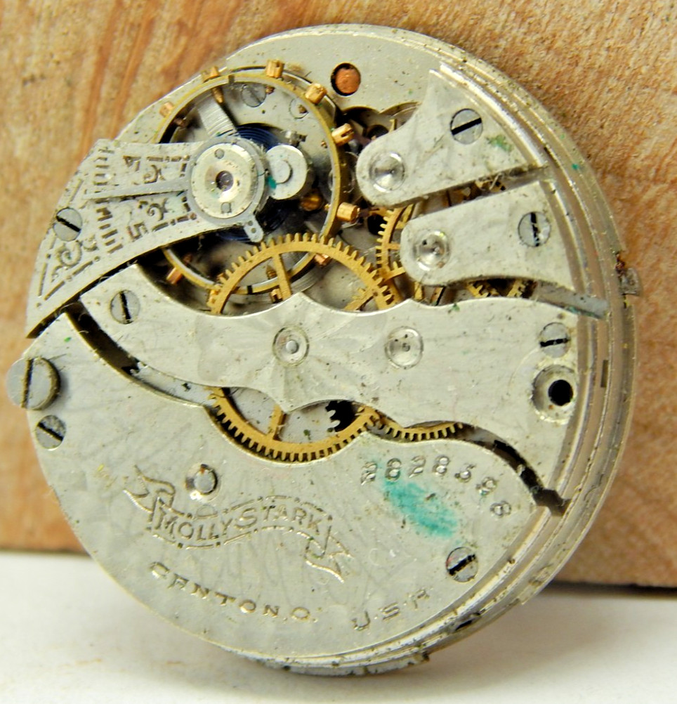 Antique 1911 Hampden Molly Stark size 3/0 7 jewel hunting pocket watch movement