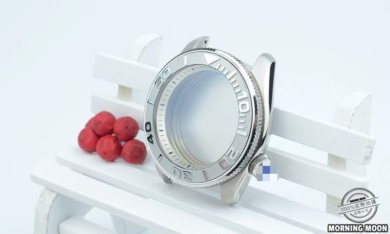 Silver 42mm For NH35 NH36 4R36 4R15 Movement Steel Watch Case 3’8 Crown Gray Mod