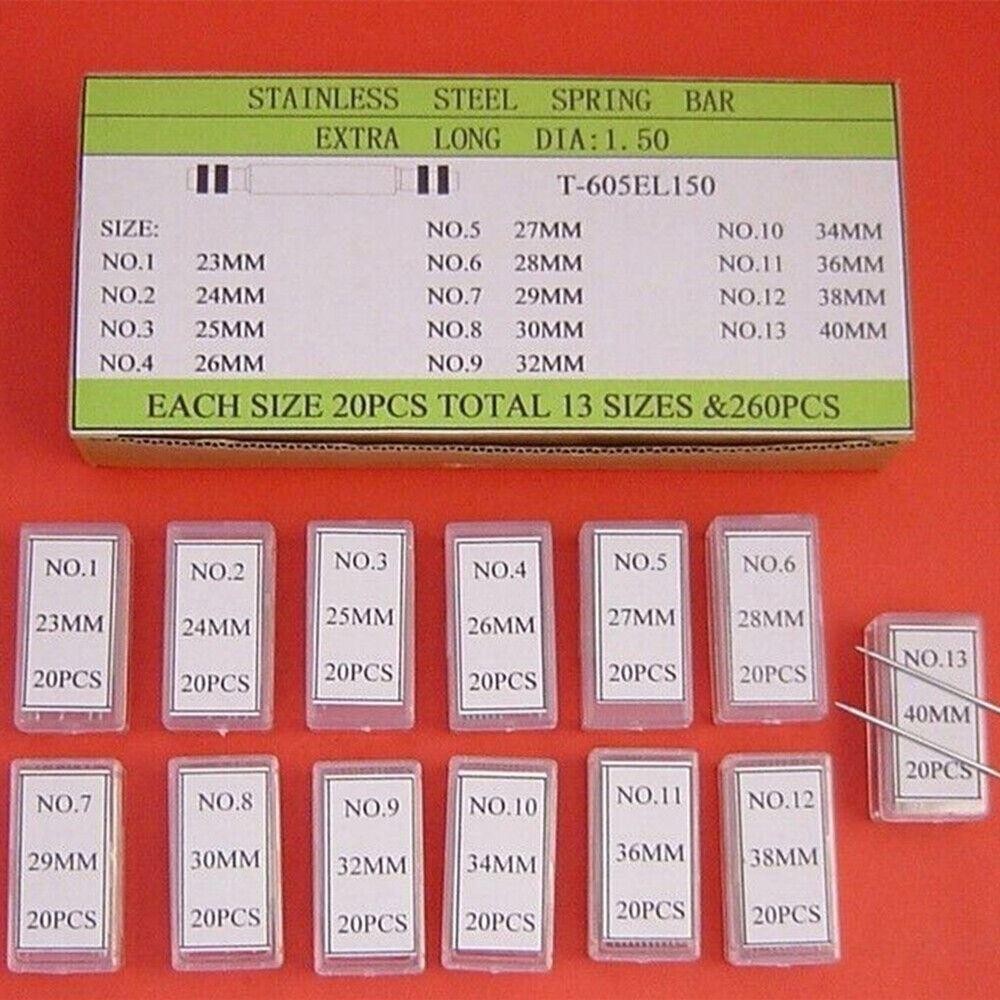 260 PIECES in Total 1.5mm Thick Extra Long Double Shoulder Spring Bar 23mm-40mm