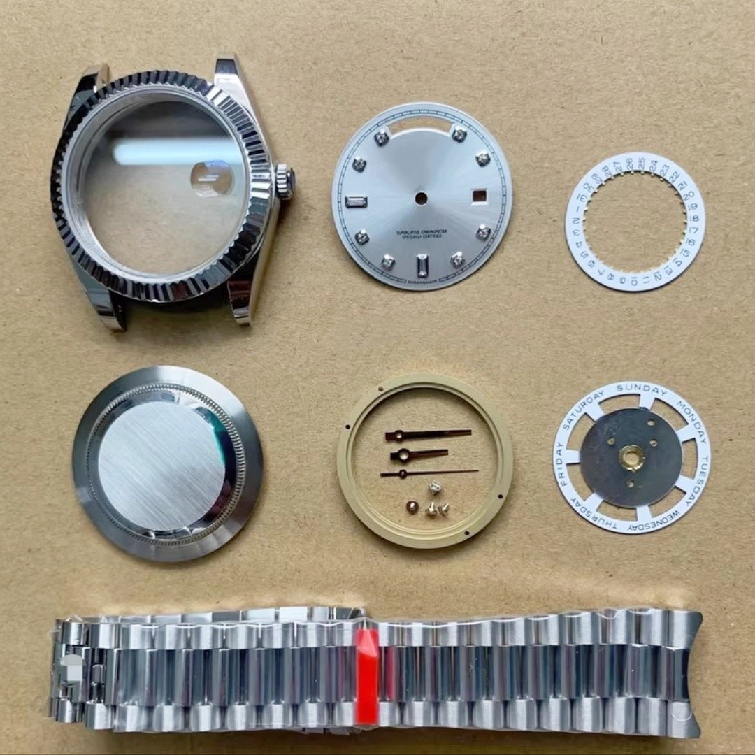 DIY 40mm Kit Stainless Steel Watch Case+ Dial + Hands For 2834 2836 No Movement