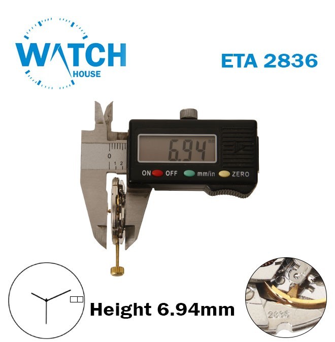 ETA 2836-Swiss Movement-White Day&Date Disk At 3-H:6.94mm-3Hands-Automatic-Czech