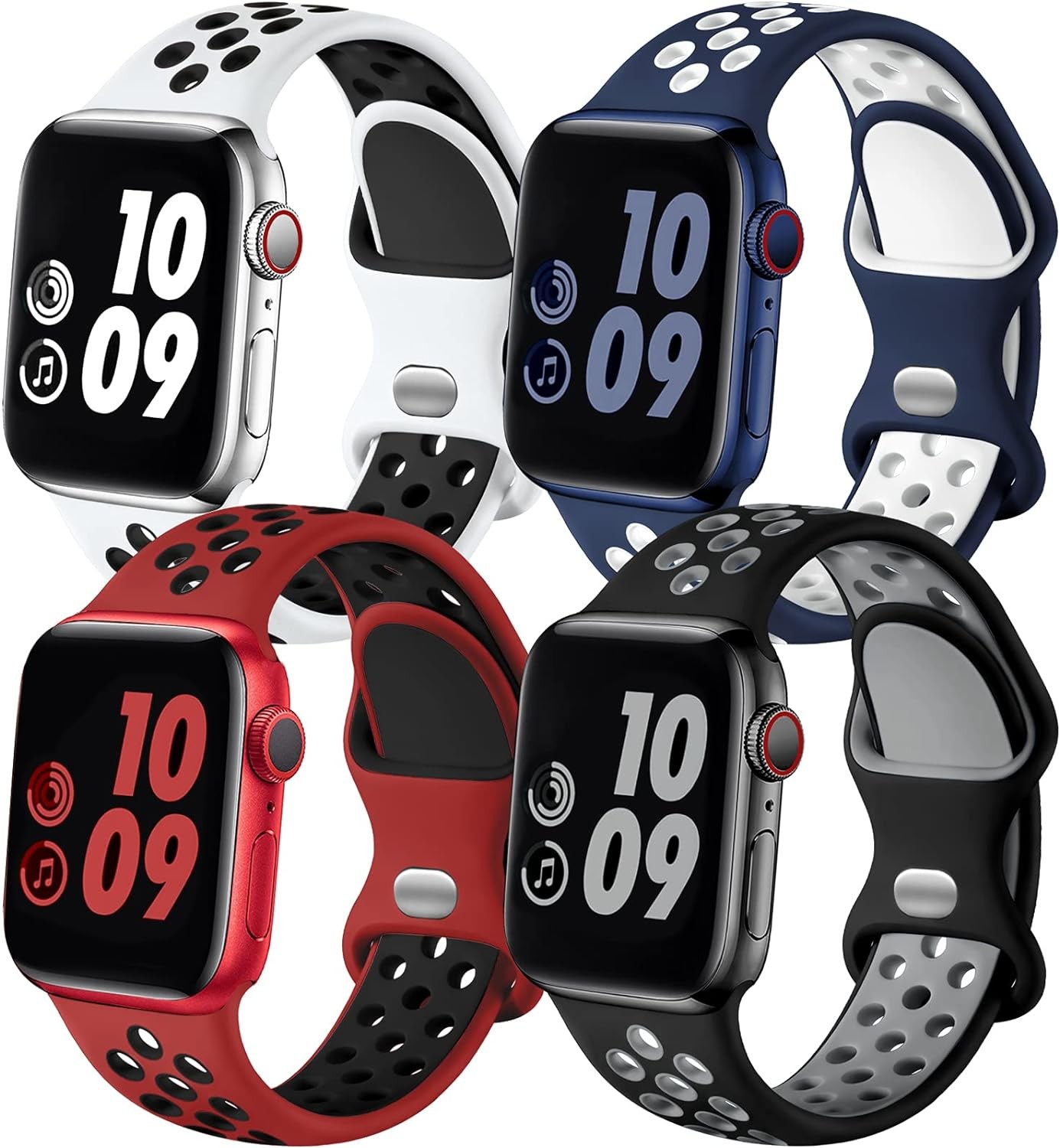 Silicone Strap Band Apple Watch Ultra 2 49mm 45mm 44mm 41mm 40mm Series (4 Pack)