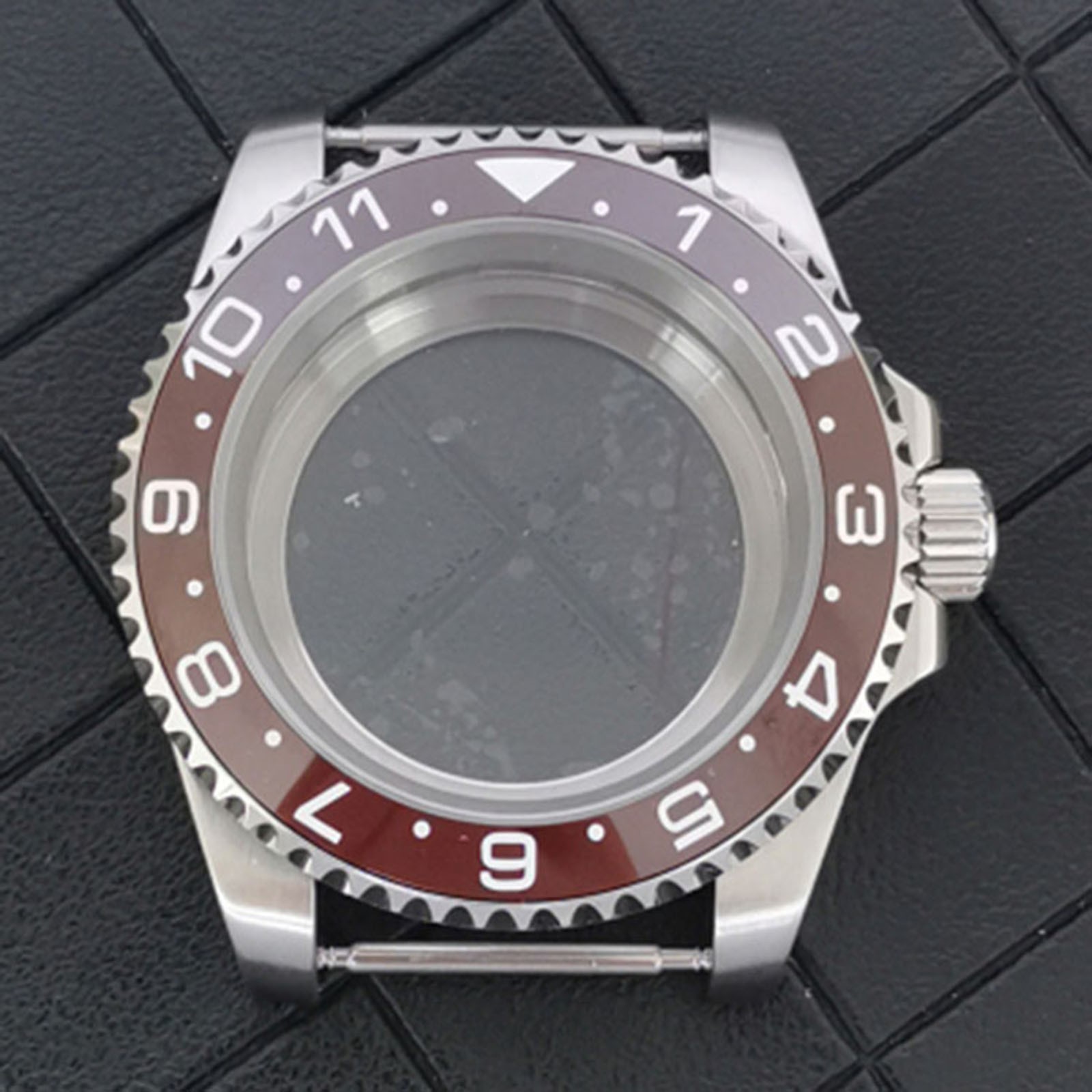 Stainless Steel Watch Case Flat Sapphire Glass Case Shell For NH34 GMT Movement