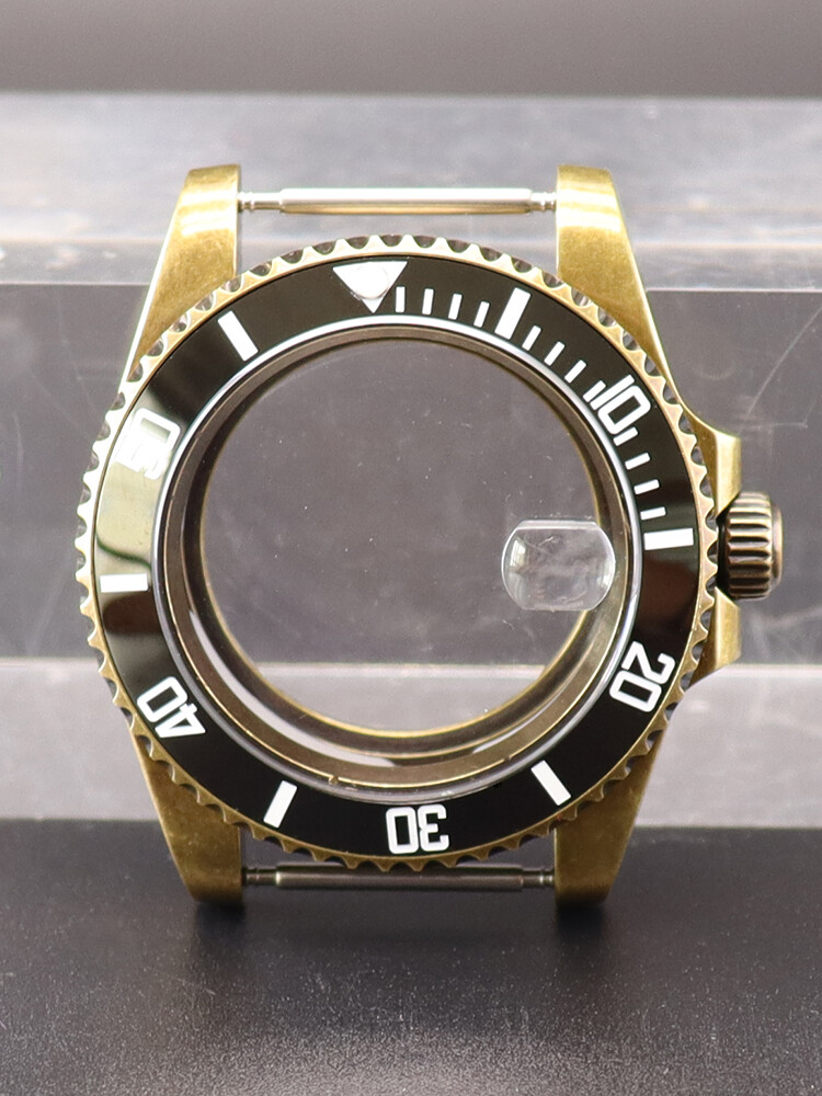 40mm Retro Bronze Watch Case Ceramic Insertion Frame sapphire glass nh35Movement