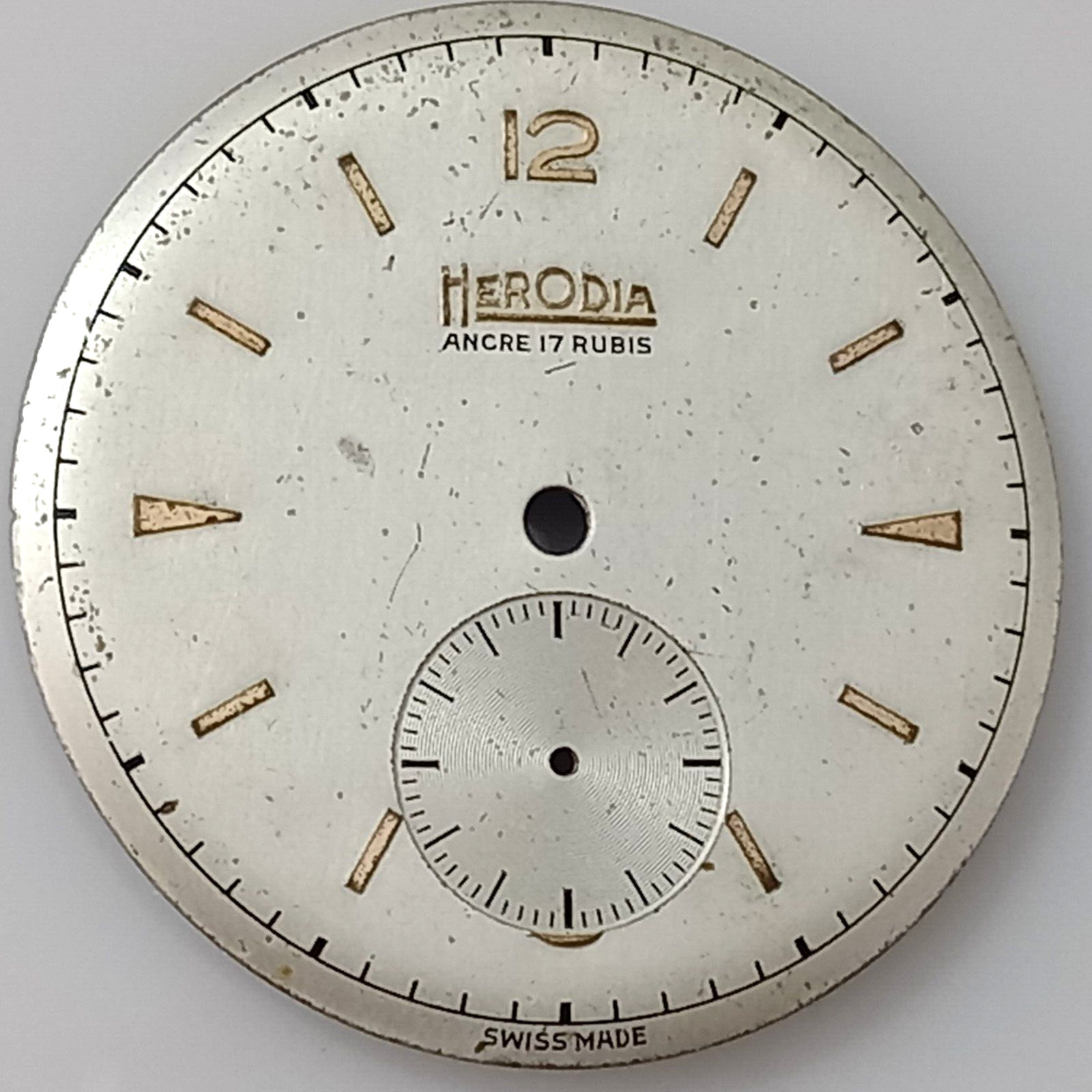 31.5mm Swiss HERODIA Ancre 17 Rubis Dial – Used Condition