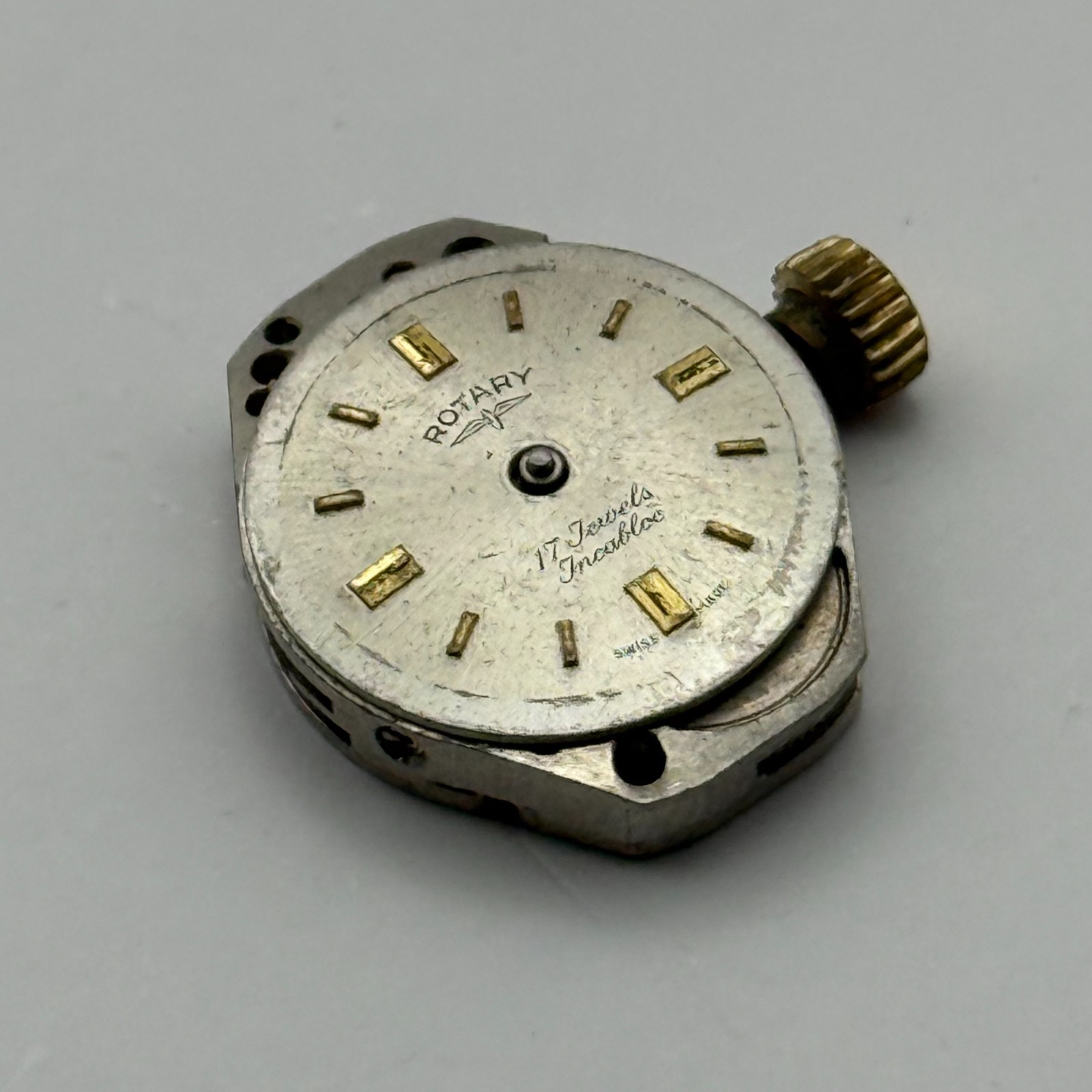 FHF 609 Watch Movement Rotary 17 Jewels Swiss Manual Wind Parts Repair 15.3mm