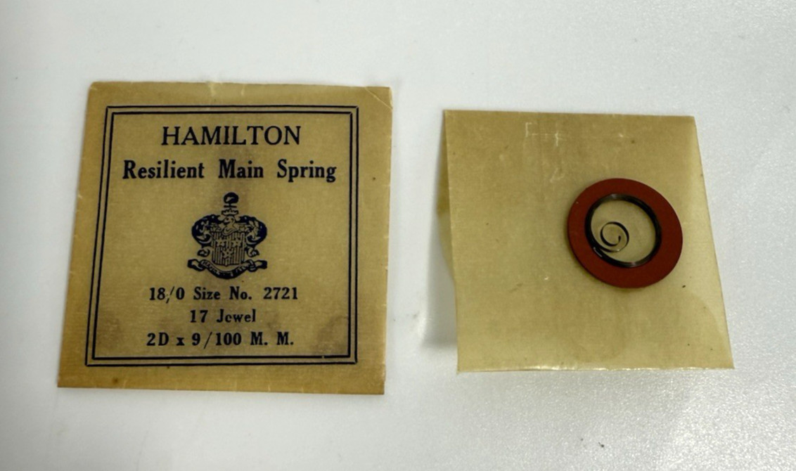 NEW OLD STOCK Hamilton Resilient Main Spring 18/0 Size No 2721 / 2D x 9 17 Jewel