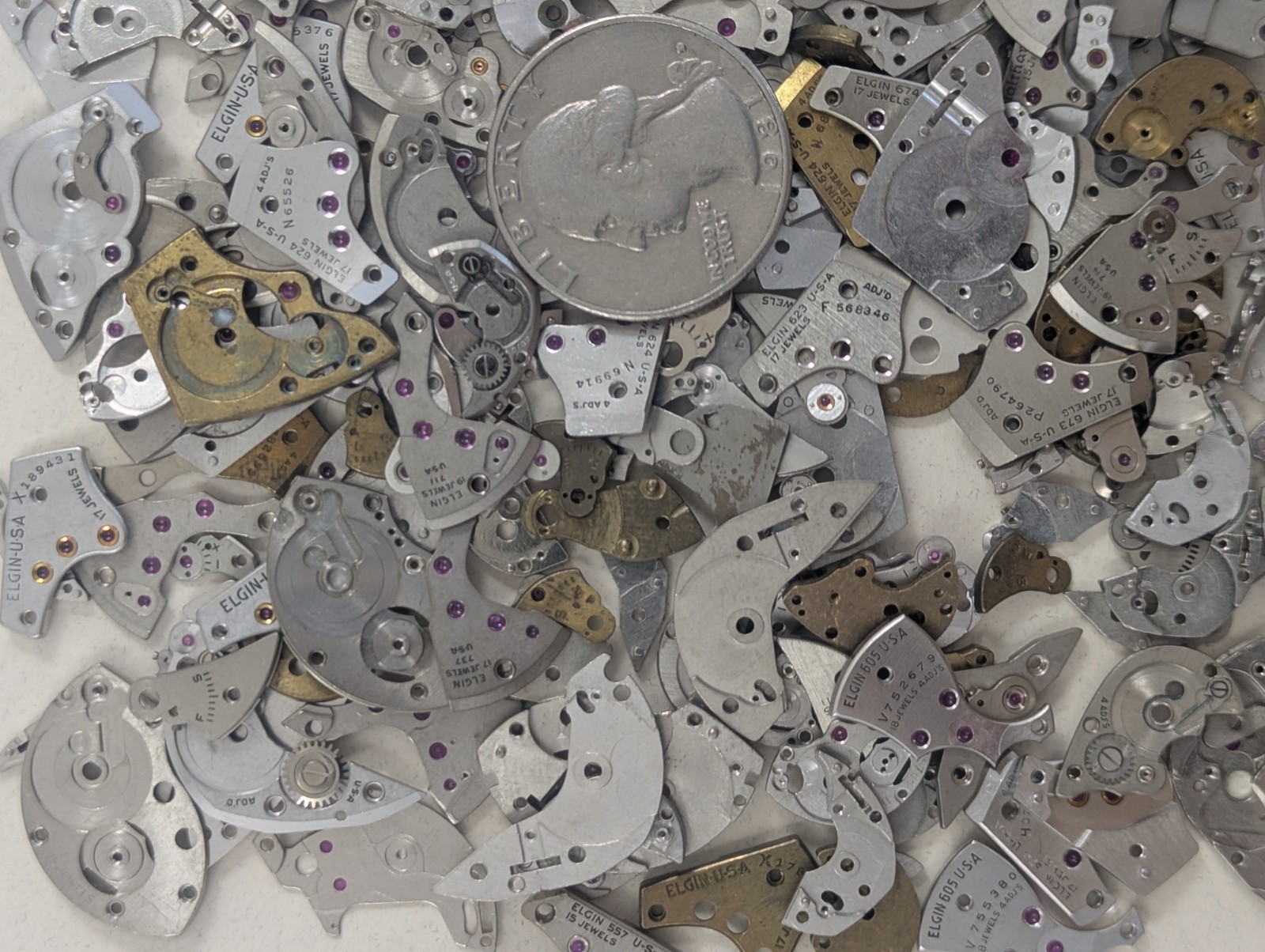 Large 1/2 pound lot of Assorted Watch Parts, Elgin and more R34