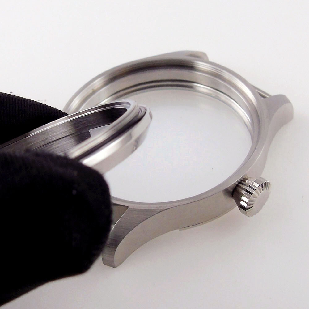 Silver 42mm Sterile Watch Case+Hands+Dial For ETA 6497 ST 3600 Hand Winding Movt
