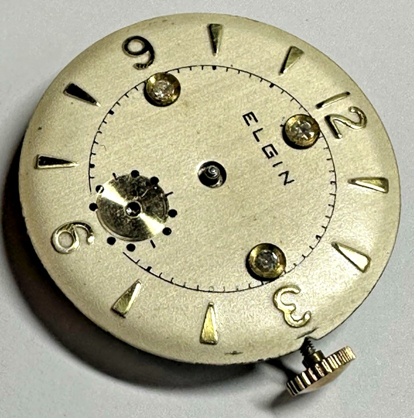 Vintage 1924 ELGIN 7J Gr. 430 Movement DIAMOND DIAL For Parts Repair J15