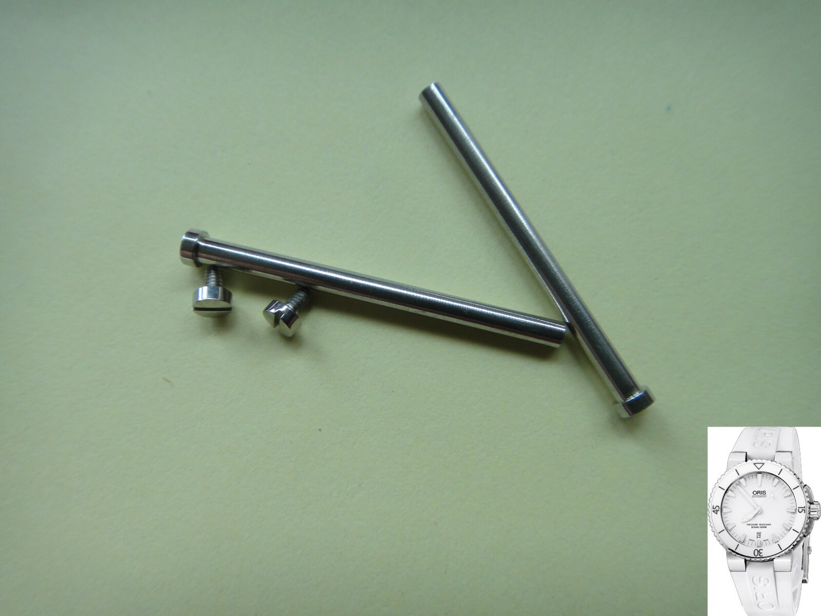 Pair ORIS screws bar pin tube 7653 Aquis Date Ø 43mm band strap bracelet 42631