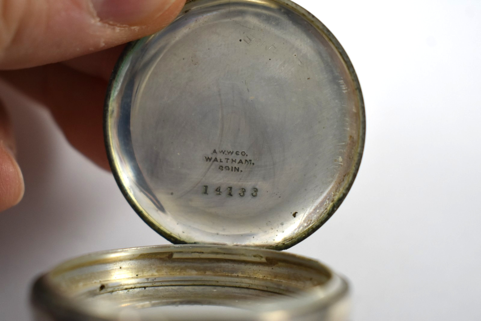 Vintage AWWCo Waltham 6s Coin Silver OF Pocket Watch Case lot.k2