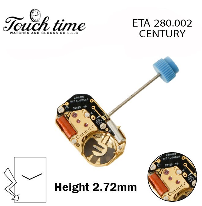 ETA 280.002 Century Swiss Quartz Watch Movement, Without Disk, 5 Jewels, 2 Hands