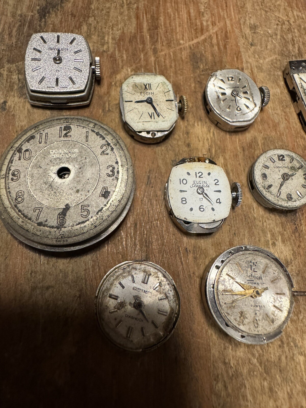 Vintage Lot Of 10 Ladies Watch Movement/Faces Swiss Misc Parts/Steampunk/Craft