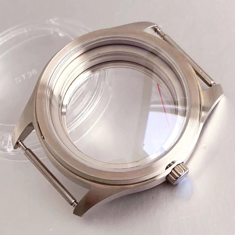 38mm Stainless Watch Case Sapphire crystal for ST1701 Movement 32mm Dial Parts