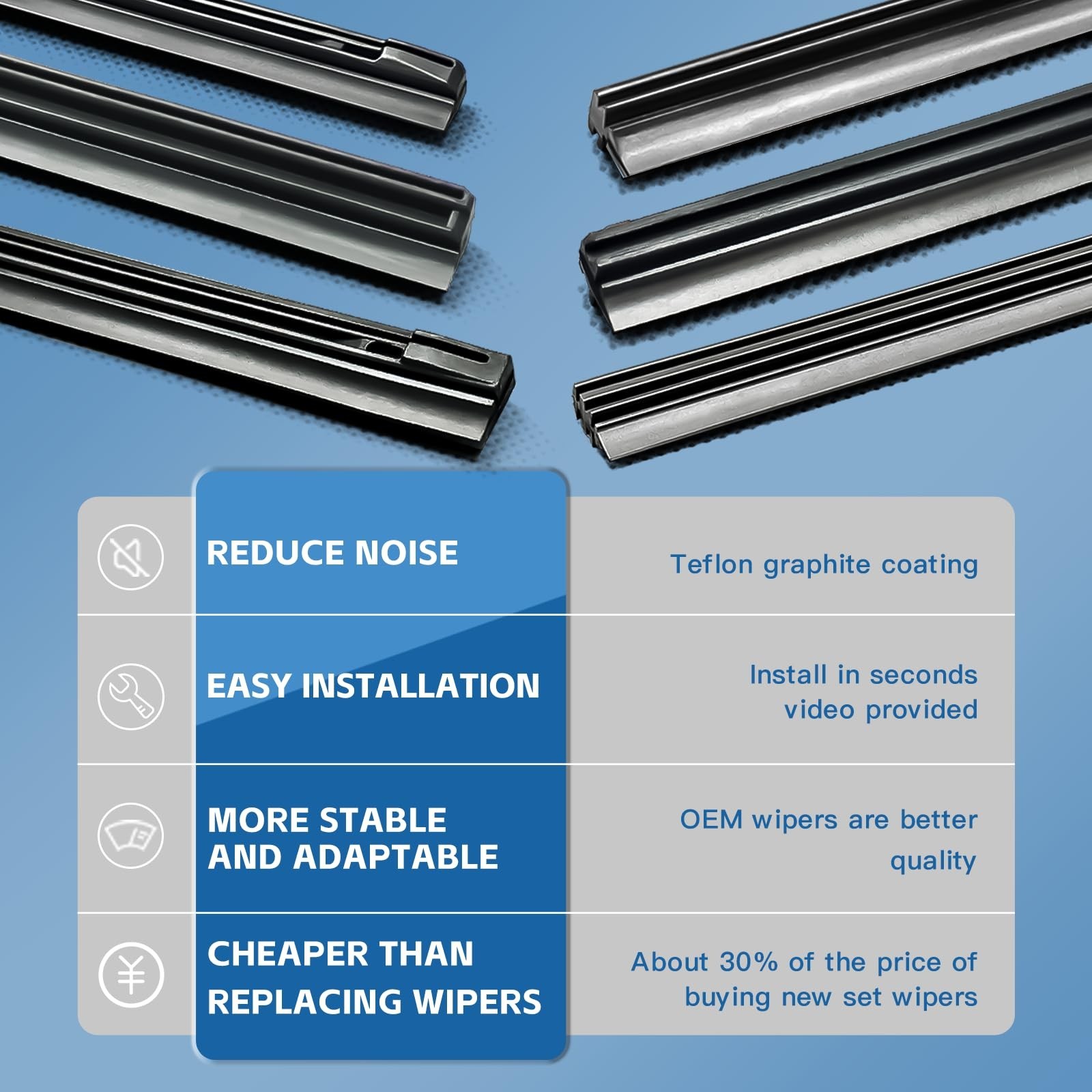 ASLAM Wiper Blade Refills 16″ 6mm for Conventional Frame Windshield Wipers(Se…