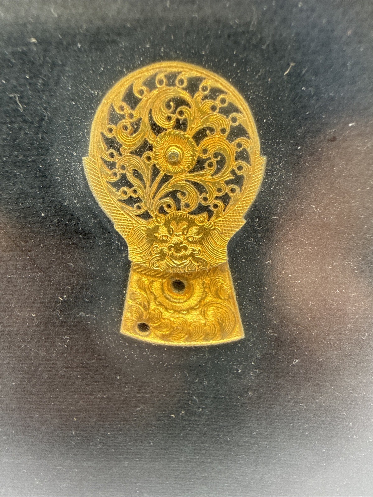 Antique English Engraved Brass Watchcock, Balance Wheel Cover, Circa 1770