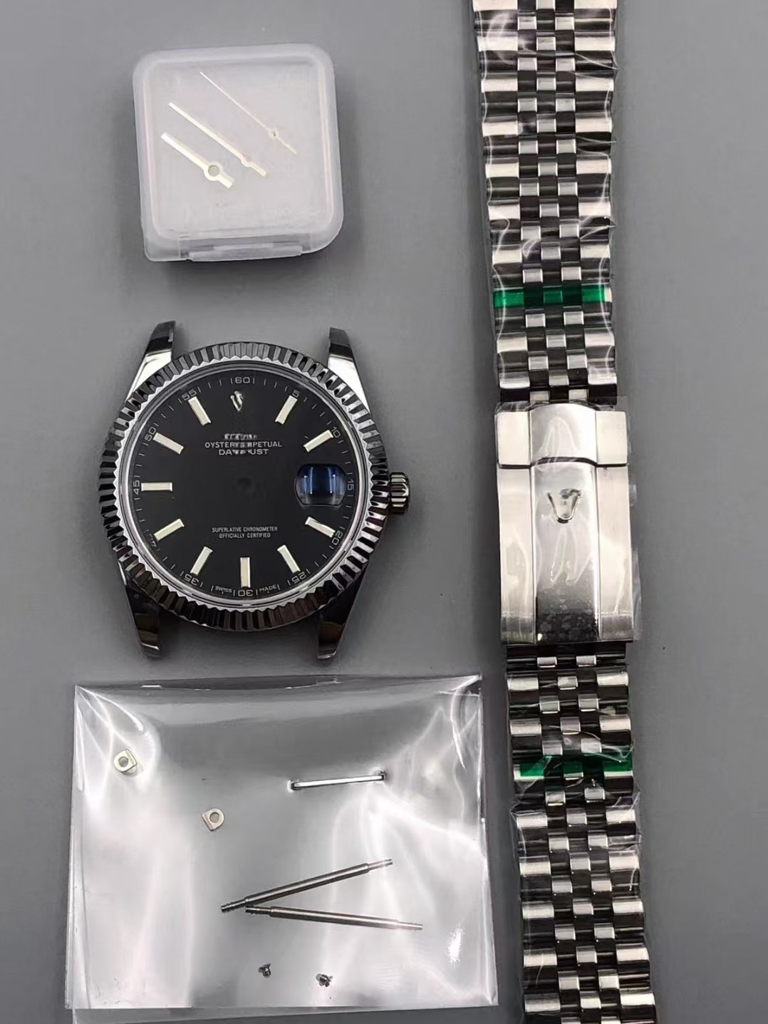 DIY Watch Part Kit for Datejust 2824 41mm Watch Case+Dial+Hands+Steel Strap