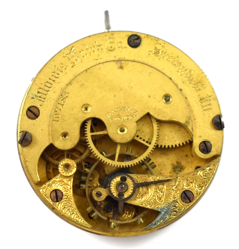 Vintage Illinois Grade 151 8s 7J Hunting Pocket Watch Movement lot.wc