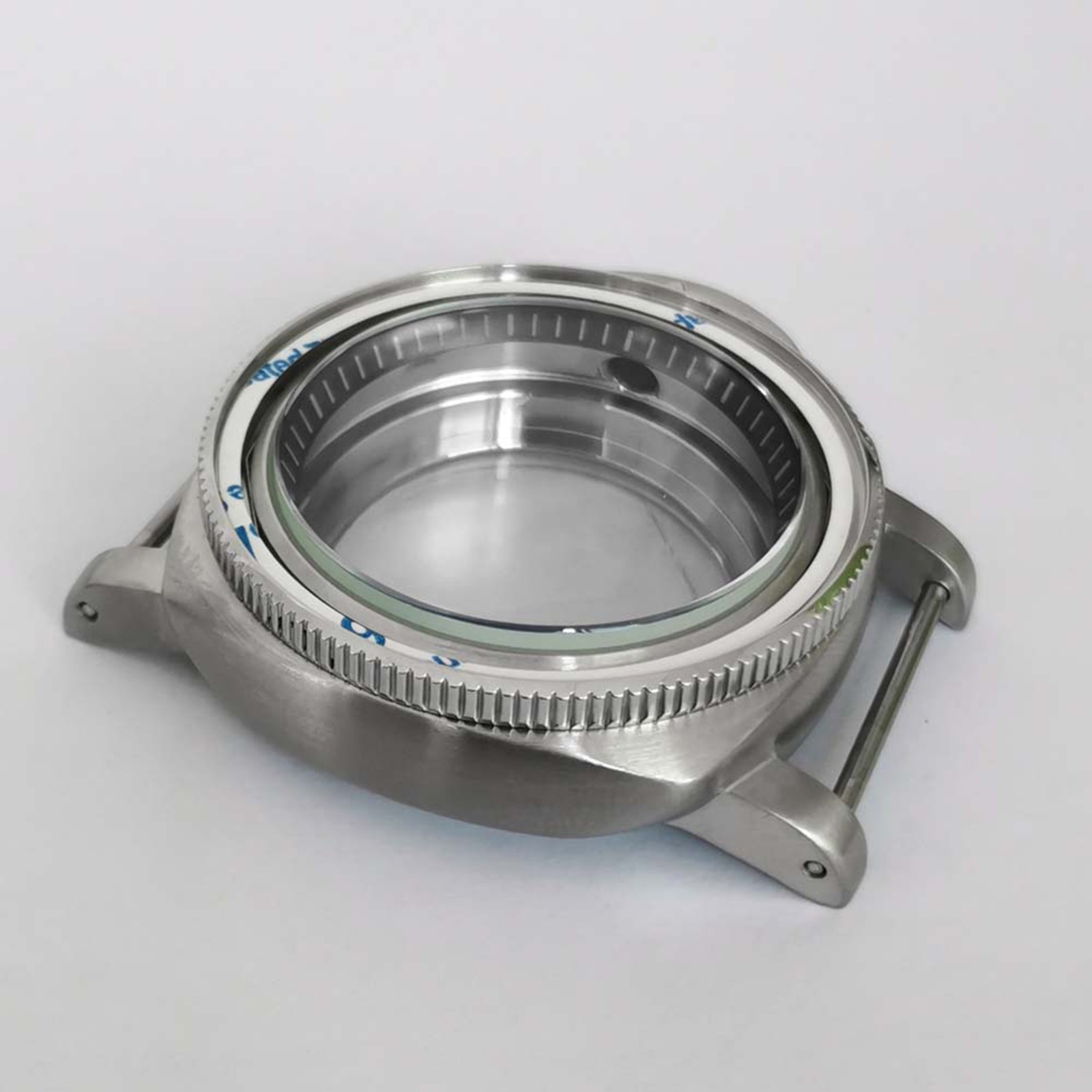 For NH35/NH36/4R/7S Movement 42MM Steel Watch Case Black White strip Inner Ring