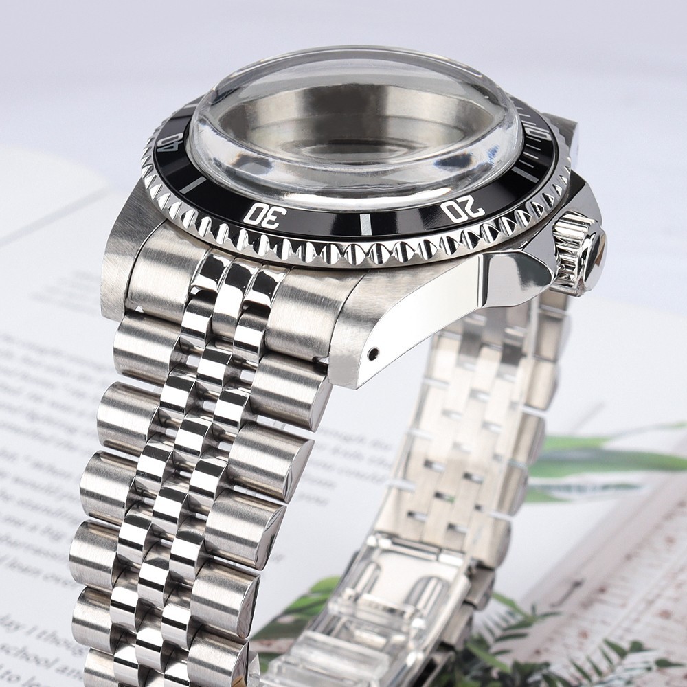 39mm Oyster Jubilee Watch Case Bracelet Brushed Steel 10ATM For Seiko NH35 NH38