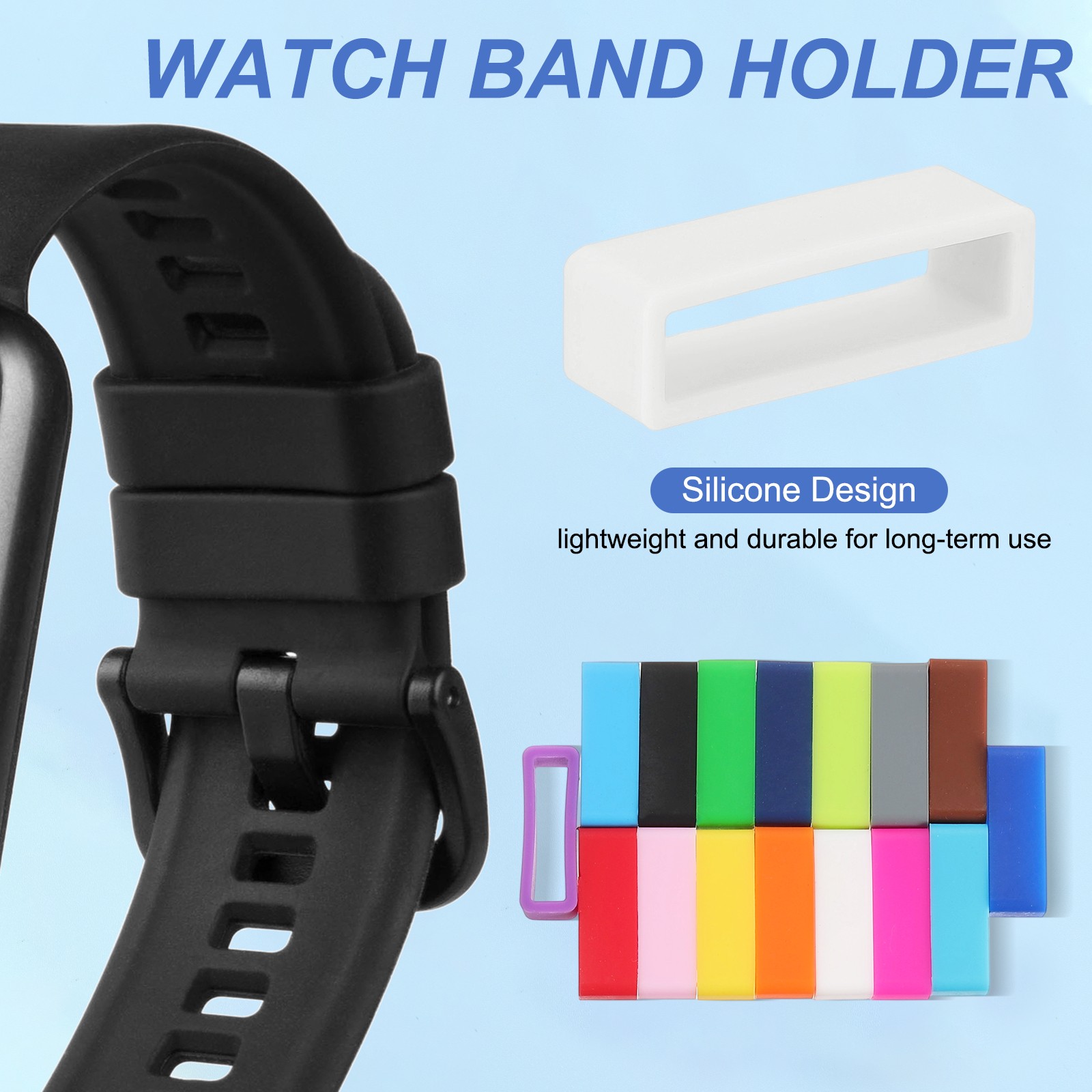 6Pcs 26mm Silicone Watch Band Holder Loop Replacement White