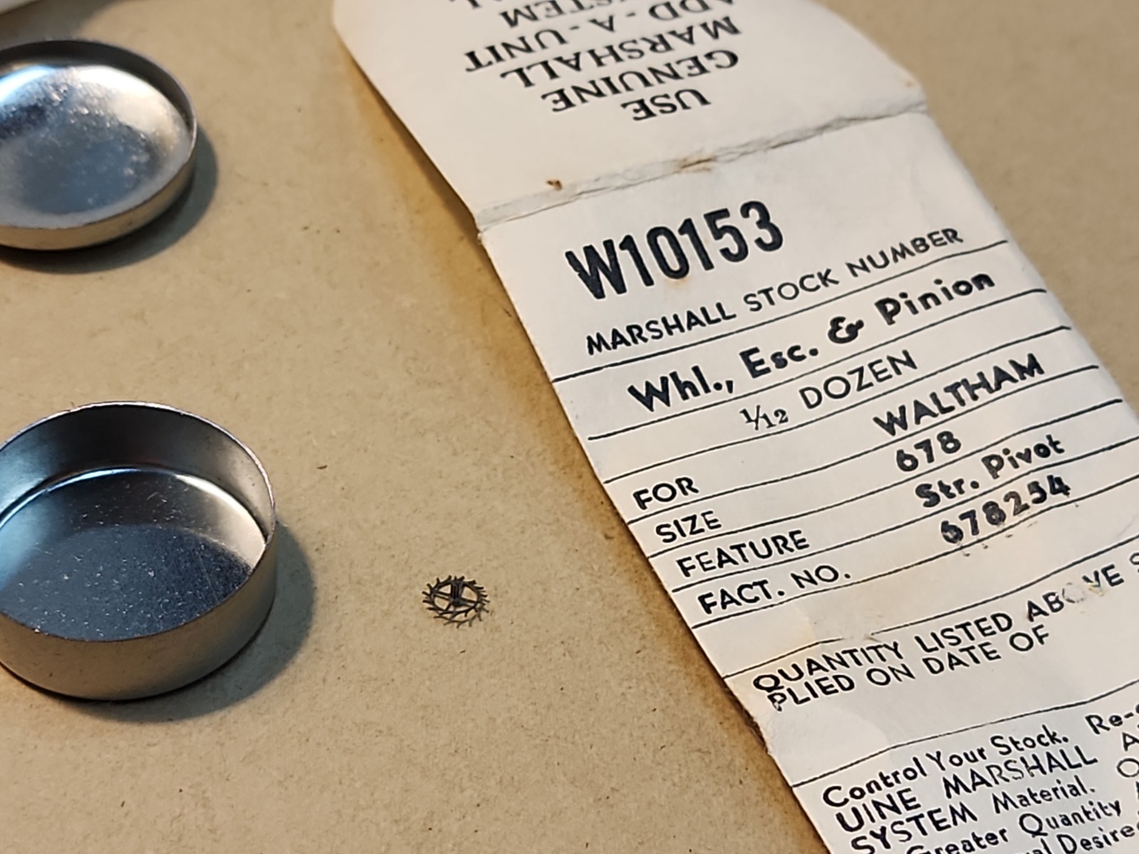 NOS Waltham 678 P/N 678254 Escape Wheel Parts Spares Repairs