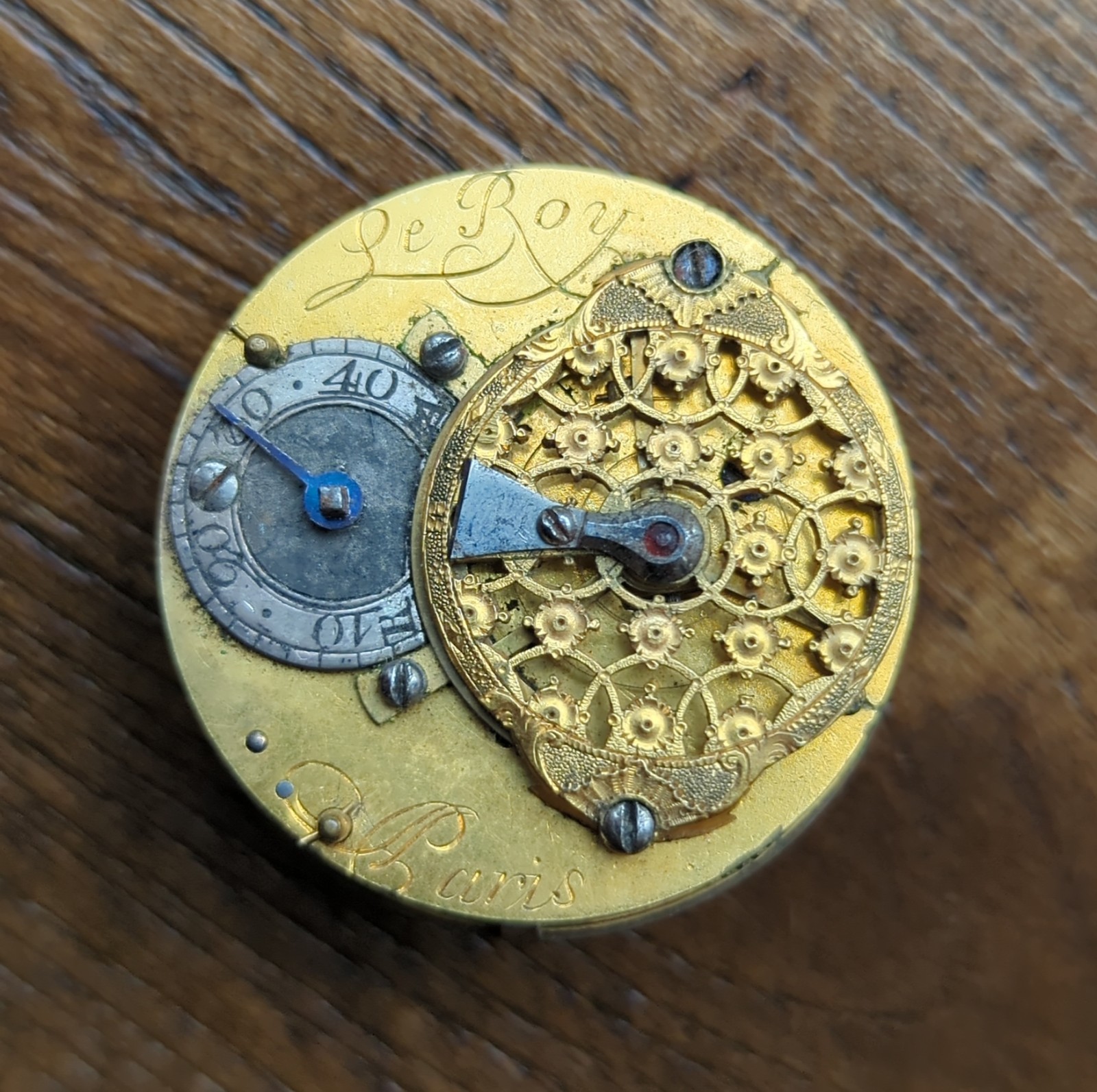 Le Roy Paris Verge Pocket Watch Movement Ticking, To Restore 18th Century (AT41)