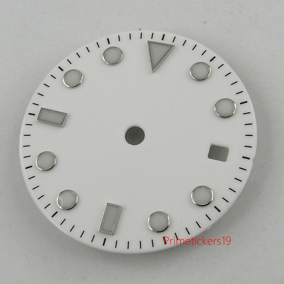 28.5mm Sunburst Watch Dial Face Date Fit NH35/NH35A Automatic Movement Blue Lume