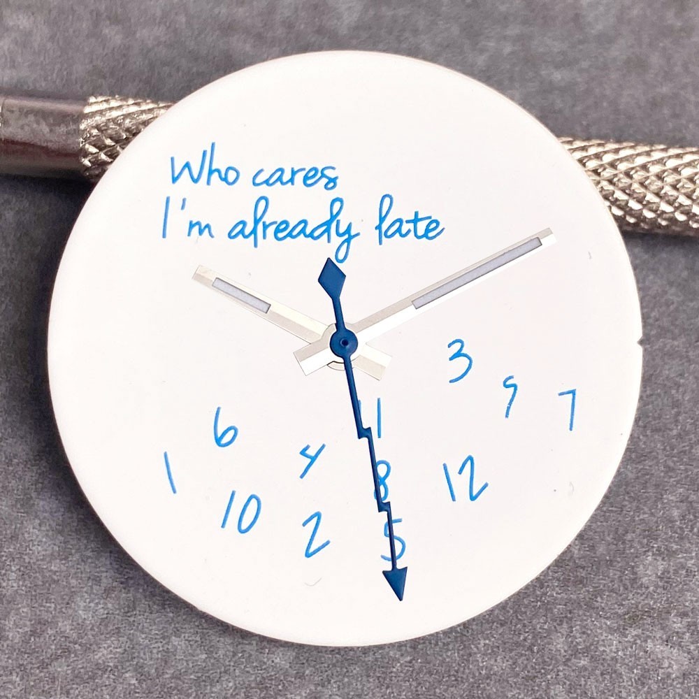 New Who Cares, I’m Already Late NH35 Watch Dial White/Black Dial Replacement