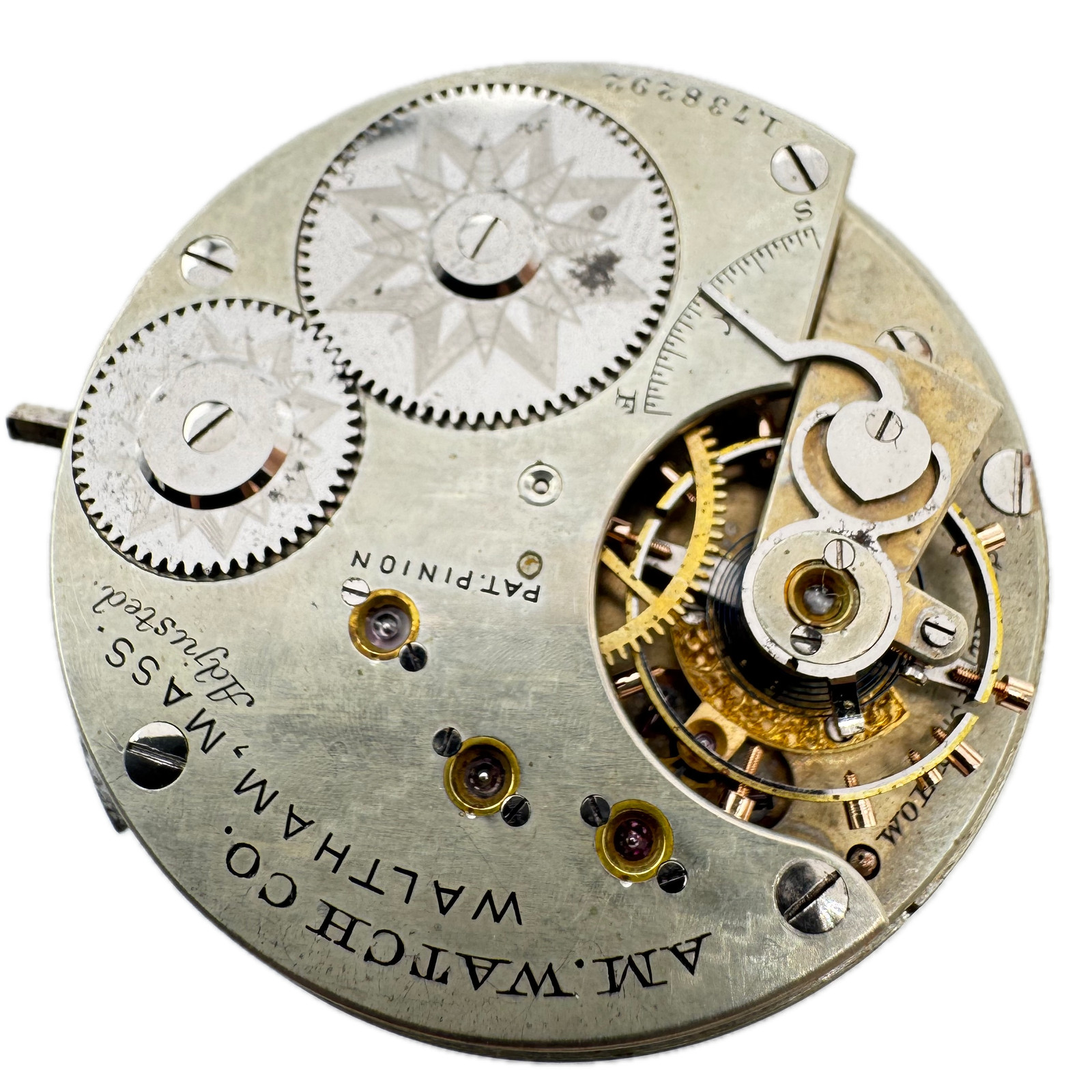 Antique 16s 1882 Waltham Porcelain Marginal Track Pocket Watch Movement Am.W.Co.
