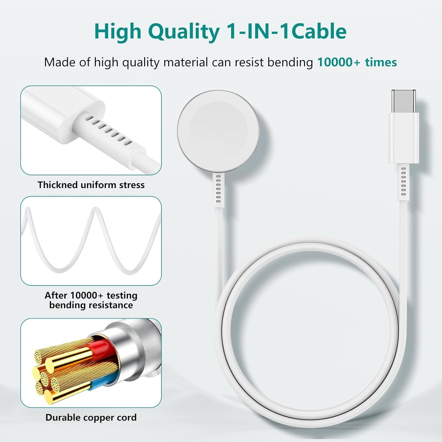 Magnetic Fast Charger for Apple Watch USB C Cable 6ft with Charger Block
