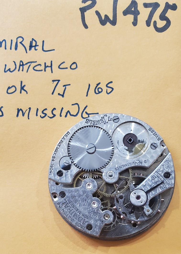 POCKET WATCH MOVEMENT ADMIRAL 16s 7j PW475