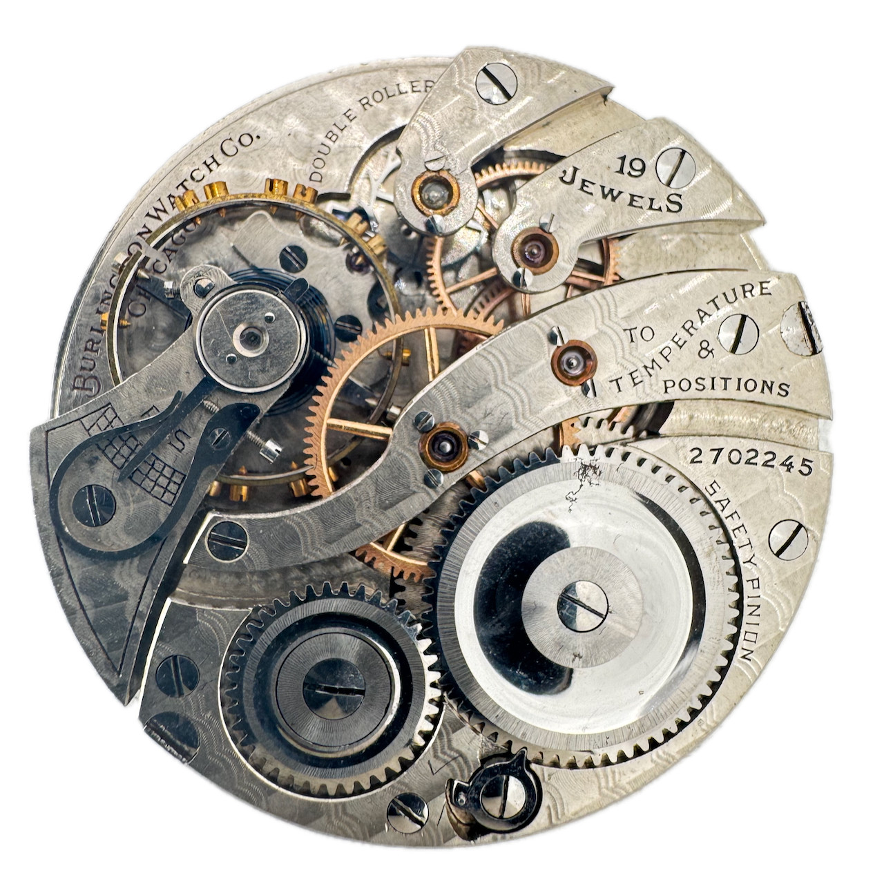 Antique 16s 1915 Burlington 19j Mechanical Pocket Watch Movement Illinois 106