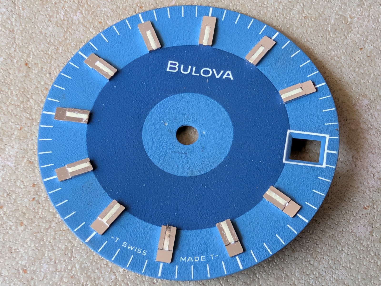 Vintage 1972 Bulova ‘7240’ Casual Dress Watch Blue Bullseye DIAL ONLY W/DEFECT