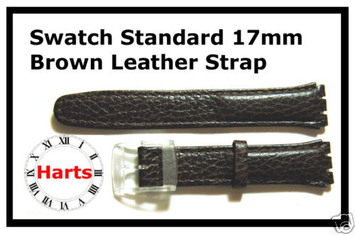 Mens Standard Brown Leather Strap for Swatch Watch