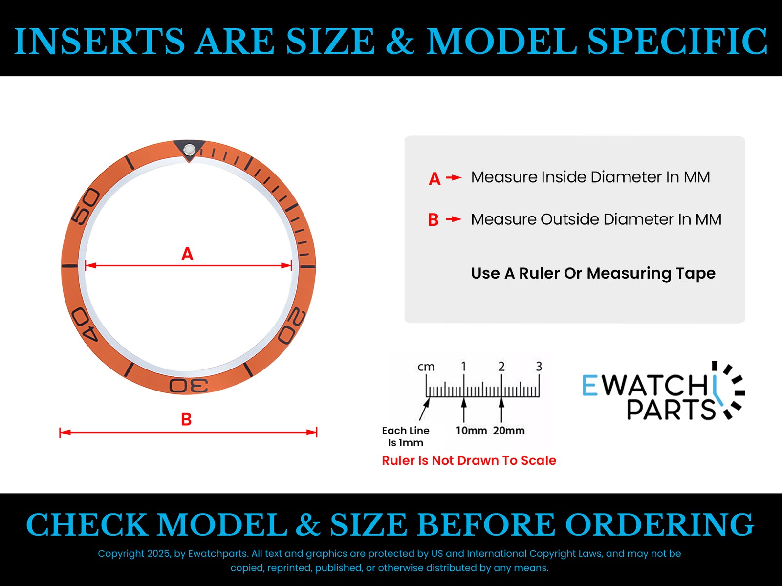 BEZEL INSERT FOR SEIKO 6105, 7002,6309,7S26,6309,6306,7002,8000,SKX007 BLUE/RED