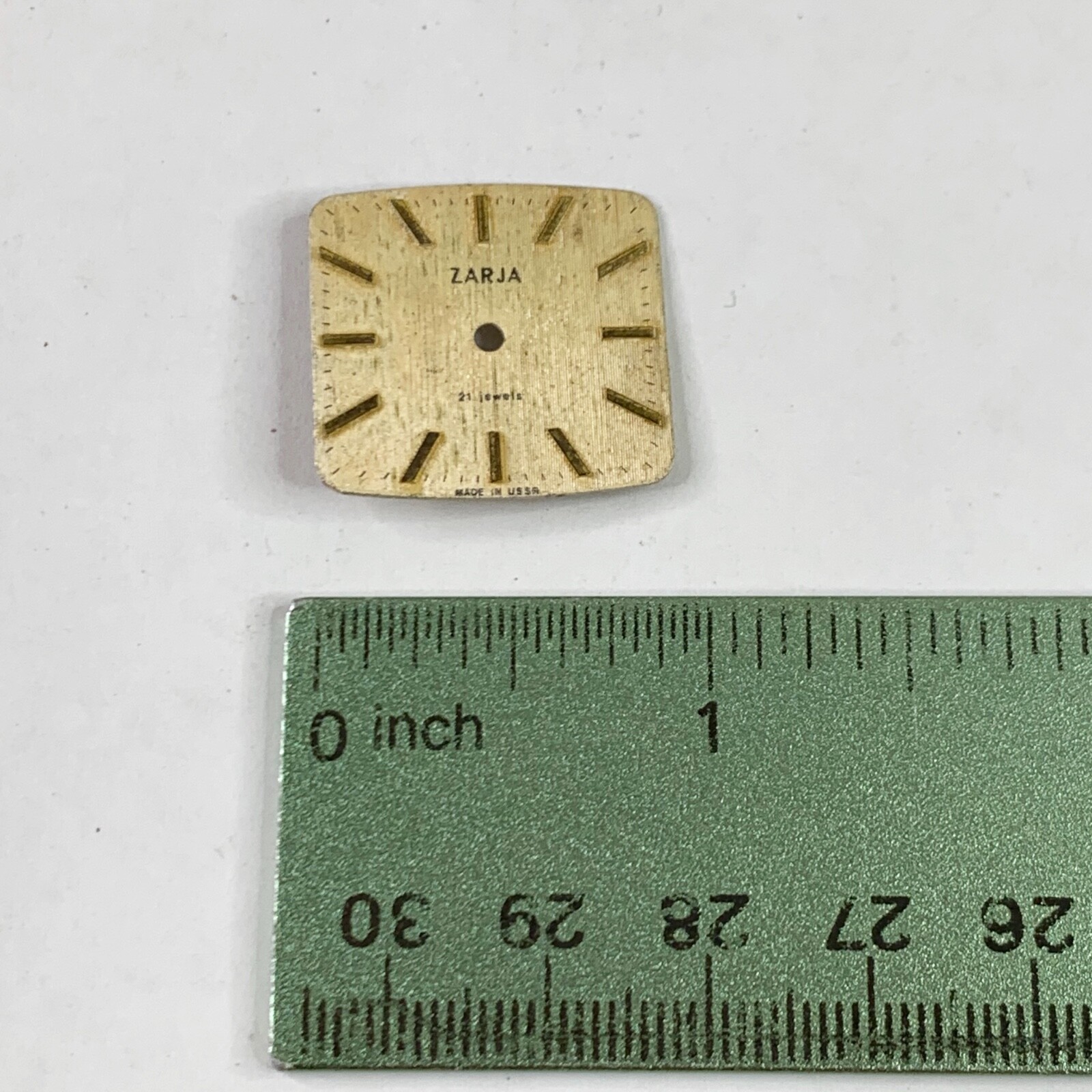 Zarja Watch Face Dial Part Repair Watchmaker Gold Squar Wrist Swiss USA 21j 24mm